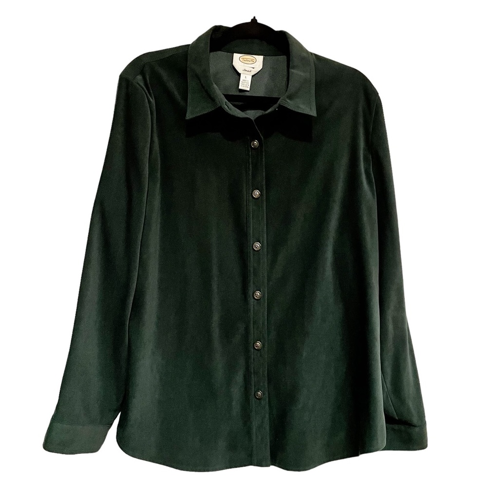 Talbots Green Long Sleeve Button Down Shirt Relaxed Fit